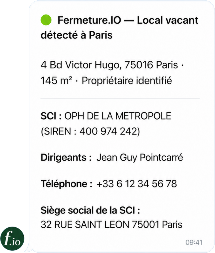 Signal fermeture.co affiché dans WhatsApp